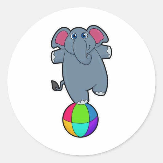 Elephant in Circus met Circus ball Ronde Sticker (Voorkant)