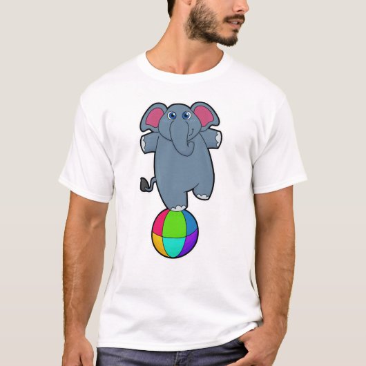 Elephant in Circus met Circus ball T-shirt (Voorkant)
