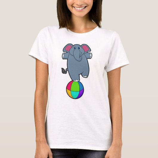 Elephant in Circus met Circus ball T-shirt (Voorkant)