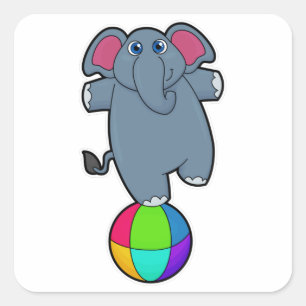 Elephant in Circus met Circus ball Vierkante Sticker