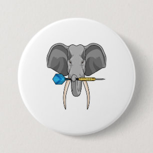 Elephant in Darts met Dart Ronde Button 7,6 Cm