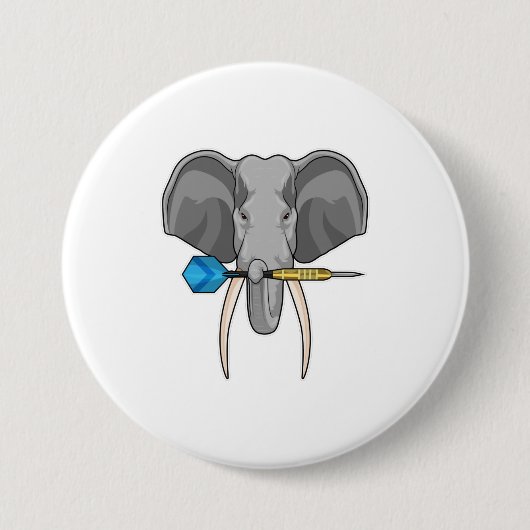 Elephant in Darts met Dart Ronde Button 7,6 Cm (Voorkant)