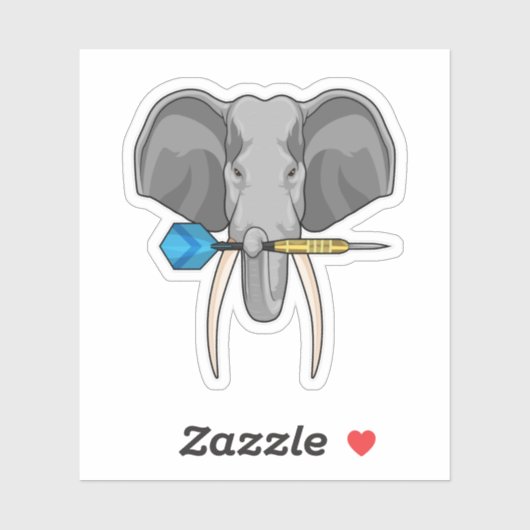 Elephant in Darts met Dart Sticker (Vel)