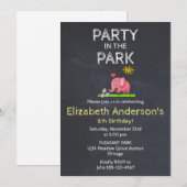Elephant in de Grass Party in het Park Invite Kaart (Voorkant / Achterkant)