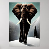 Elephant in de sneeuwberg | AI Art Poster (Voorkant)