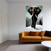 Elephant in de sneeuwberg | AI Art Poster