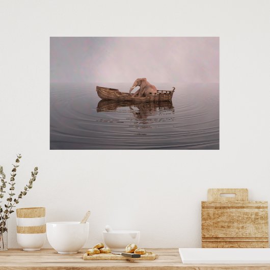 Elephant in een Boat Poster (Keuken)