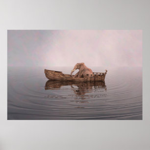 Elephant in een Boat Poster