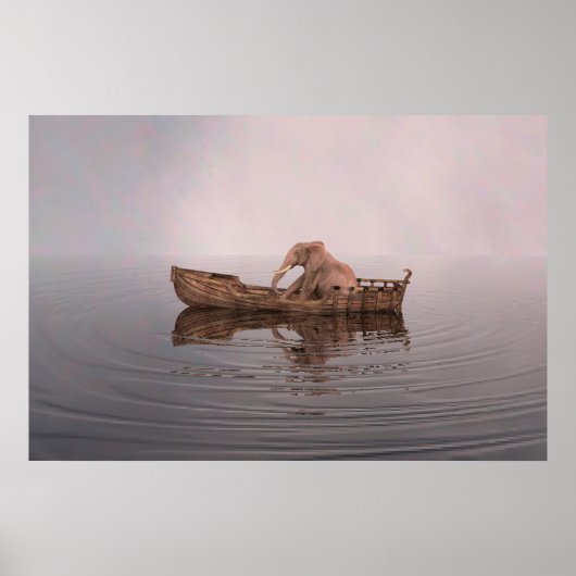 Elephant in een Boat Poster (Voorkant)