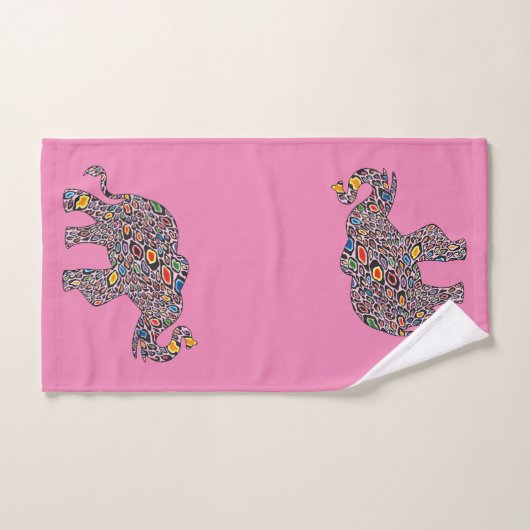 Elephant in een Psychedelic Cheetah Pattern Bad Handdoek (Handdoek)