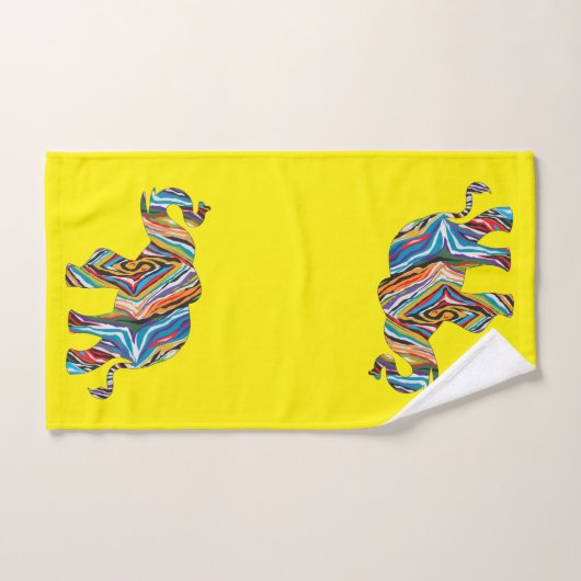 Elephant in een Psychedelic Zebra Pattern Bad Handdoek (Handdoek)