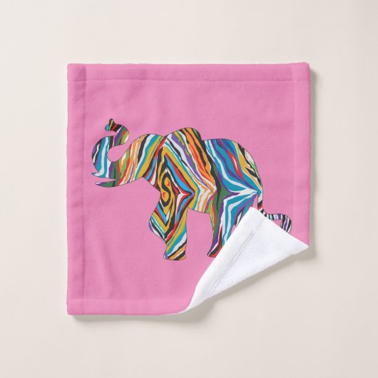Elephant in een Psychedelic Zebra Pattern Bad Handdoek (Wasdoekje)