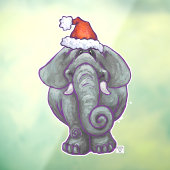 Elephant in een Santa Hat-kerstvensterbank Raamsticker (Vel 3)