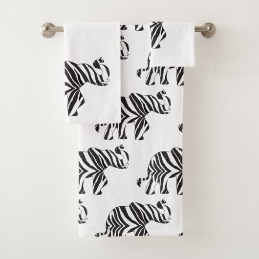 Elephant in een Zebra Print Bad Handdoek (Insitu)