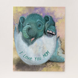 Elephant in eig puzzle - ik hou van je MOM - Legpuzzel