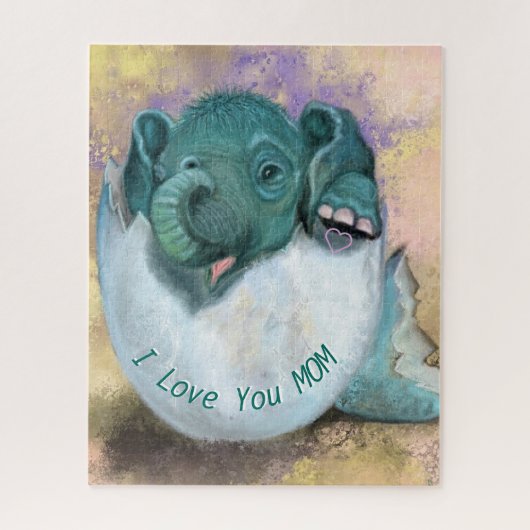 Elephant in eig puzzle - ik hou van je MOM - Legpuzzel (Verticaal)