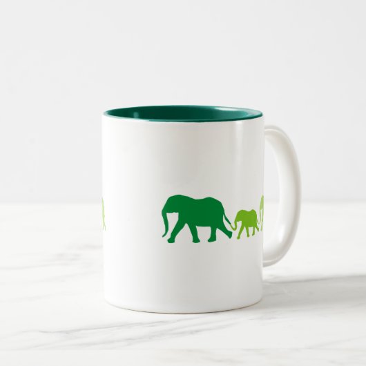 Elephant in Green Tweekleurige Koffiemok (Voorkant rechts)
