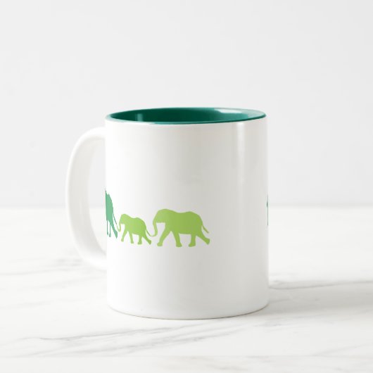 Elephant in Green Tweekleurige Koffiemok (Voorkant links)