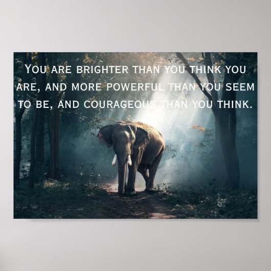 Elephant in het bos met een positief citaat poster (Voorkant)