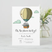 Elephant in Hot Air Ballon neutraal Baby shower Kaart (Staand voorkant)