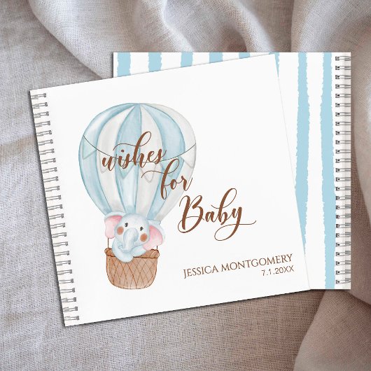 Elephant in Hot Air Balloon Wishes for Baby Notitieboek