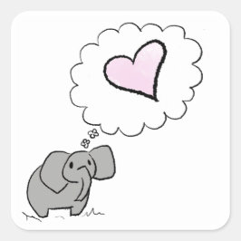 Elephant in liefde vierkante sticker