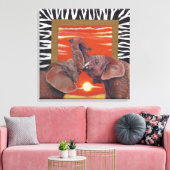 Elephant in Love Sunset and Zebra print (Insitu (Woonkamer))