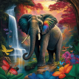 Elephant in Majestic Scenery Jigzaag Puzzle Legpuzzel