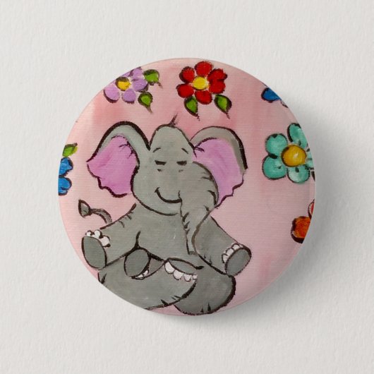 Elephant in meditatie ronde button 5,7 cm (Voorkant)
