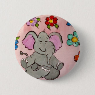 Elephant in meditatie ronde button 5,7 cm