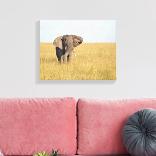 Elephant in Natural Setting Wrapped Canvas Print (Insitu (Woonkamer))