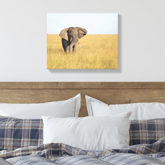 Elephant in Natural Setting Wrapped Canvas Print (Insitu (Slaapkamer))
