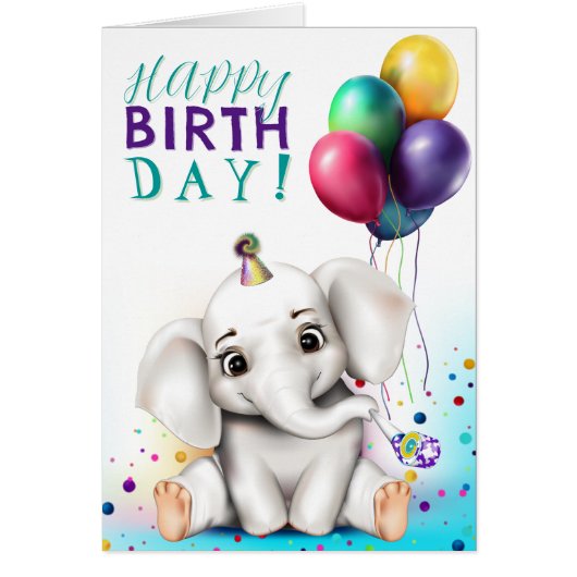 Elephant in Party Hat Birthday (Voorkant)