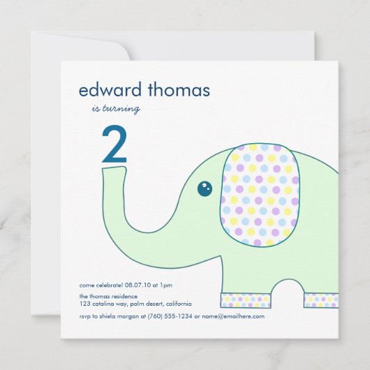 Elephant in Pastels Birthday-uitvindingen Kaart (Voorkant)