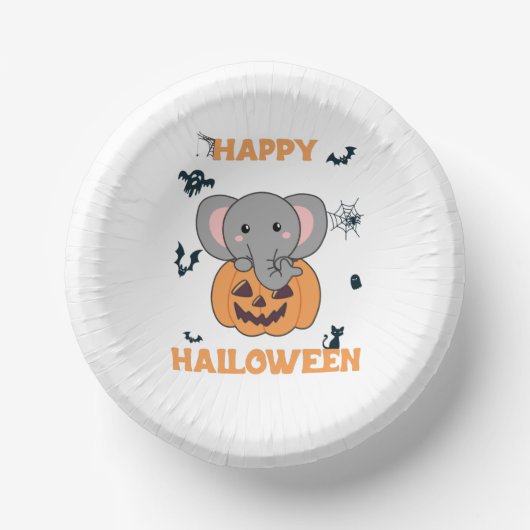 Elephant in pomkin Cute Elephant Happy Halloween Papieren Kommen (Voorkant)