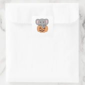Elephant in pomkin Cute Elephant Happy Halloween Vierkante Sticker (Tas)