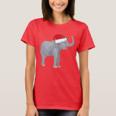 Elephant in Santa Hat-kerstdames T-shirt (Voorkant)