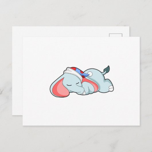 Elephant in Sleeping met Sleepyhead Briefkaart (Voorkant / Achterkant)
