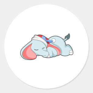 Elephant in Sleeping met Sleepyhead Ronde Sticker