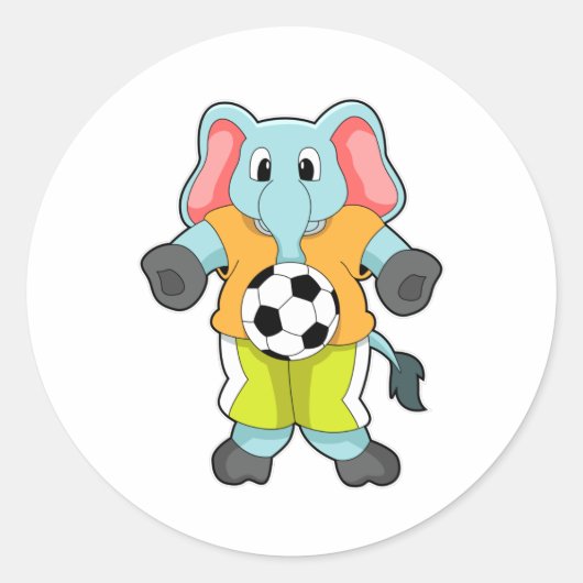 Elephant in Soccer Sports Ronde Sticker (Voorkant)