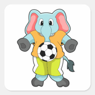 Elephant in Soccer Sports Vierkante Sticker