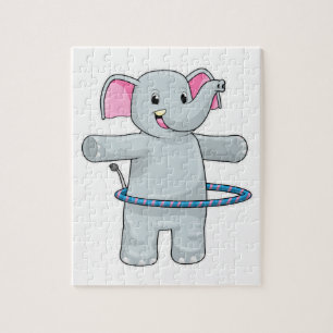 Elephant in Sports with Fitness tires Legpuzzel