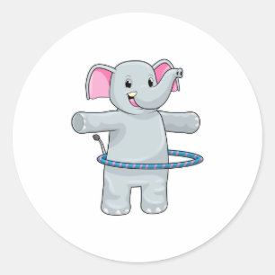 Elephant in Sports with Fitness tires Ronde Sticker