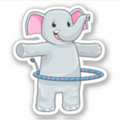 Elephant in Sports with Fitness tires Sticker (Voorkant)