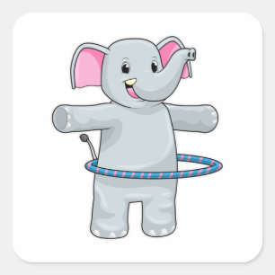 Elephant in Sports with Fitness tires Vierkante Sticker