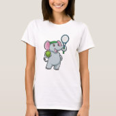 Elephant in Tennis met Tennis racket & Ball T-shirt (Voorkant)