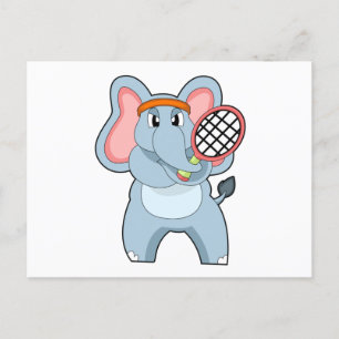 Elephant in Tennis met Tennis racket Briefkaart
