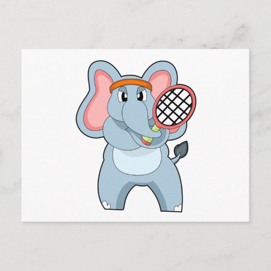 Elephant in Tennis met Tennis racket Briefkaart (Voorkant)