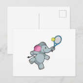Elephant in Tennis met Tennis racket Briefkaart (Voorkant / Achterkant)