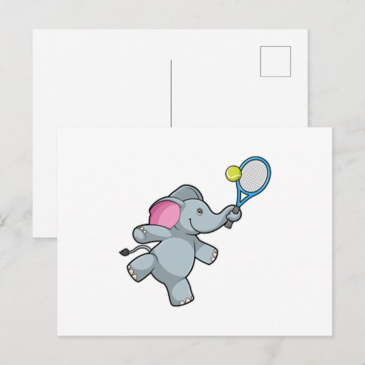 Elephant in Tennis met Tennis racket Briefkaart (Voorkant / Achterkant)